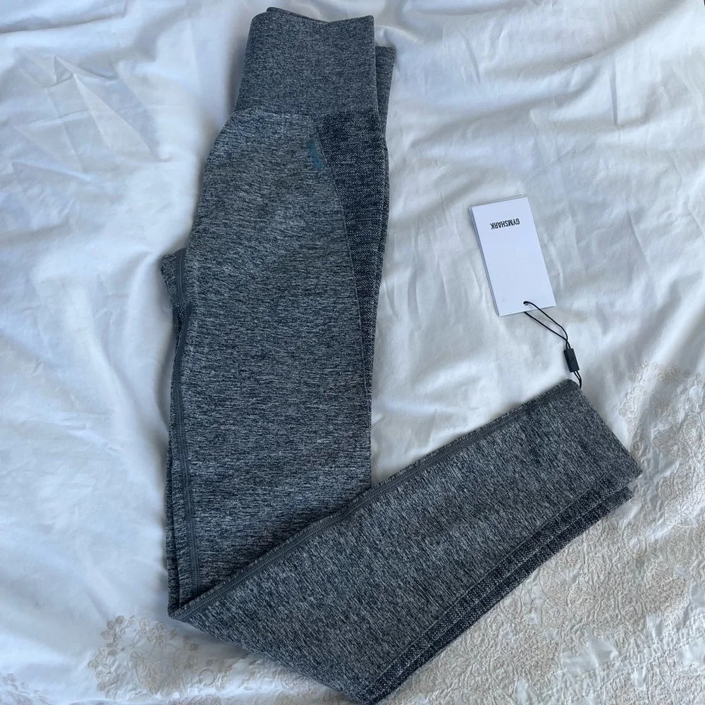 Gymshark charcoal marl smokey teal workout leggings nwt sz S - Picture 2 of 3